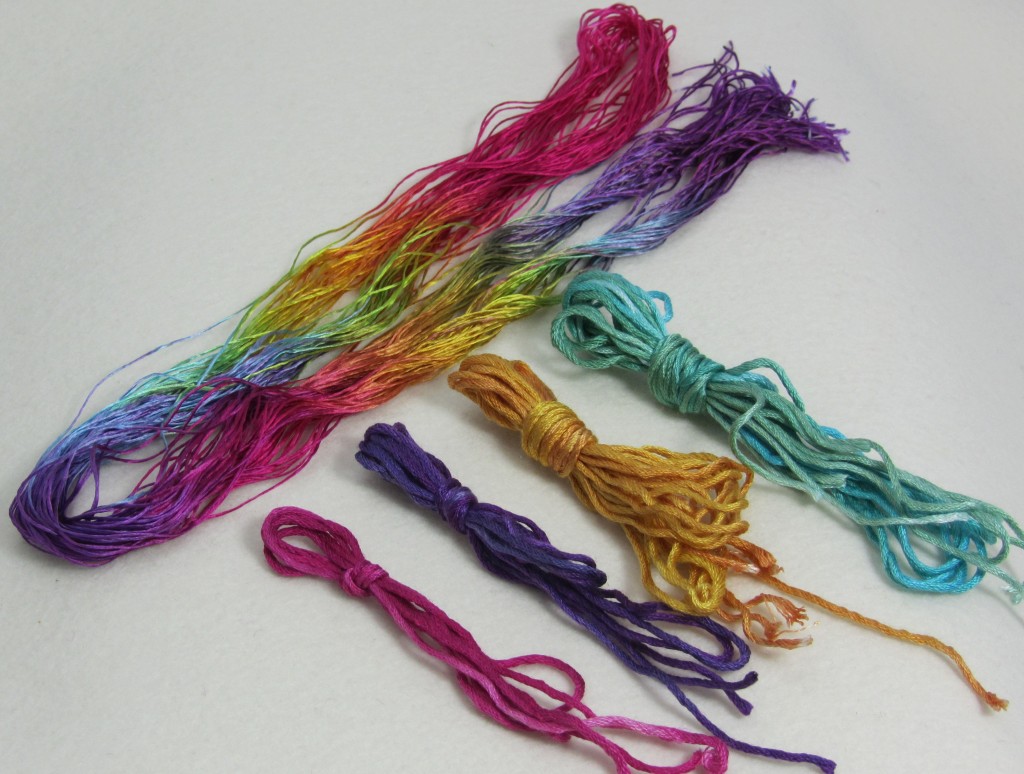 A selection of colours from the Stef Francis stranded silks to match my filament silk.